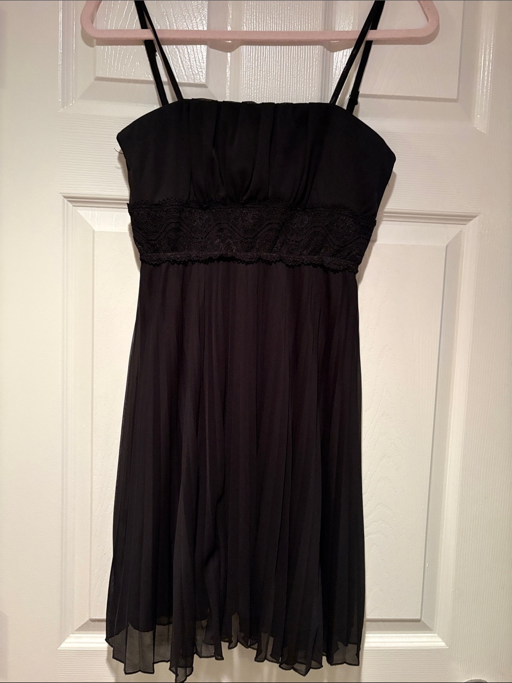 La Belle Black Spaghetti Strap Chiffon Dress